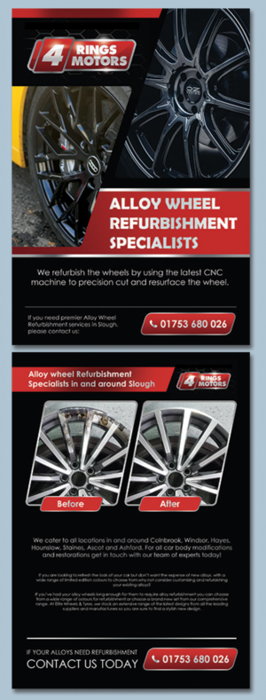 Flyer Design by BLUE WINGS for 4 Rings Motors | Design #20628319
