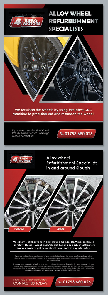 Flyer Design by BLUE WINGS for 4 Rings Motors | Design #20659110