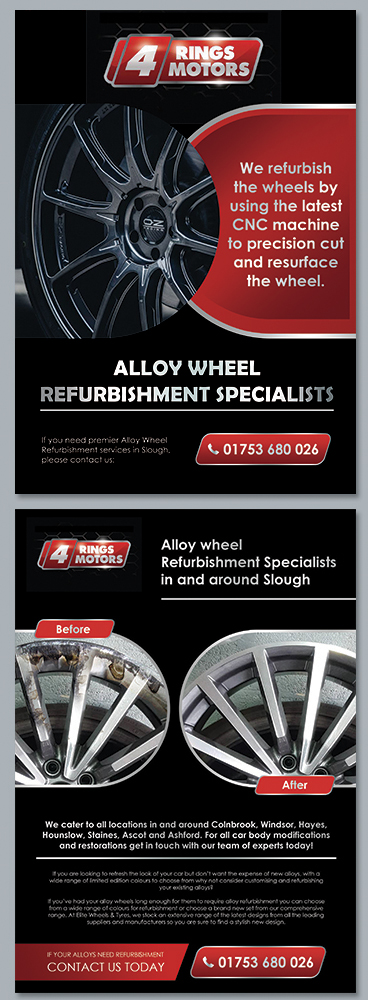 Flyer Design by BLUE WINGS for 4 Rings Motors | Design #20659114