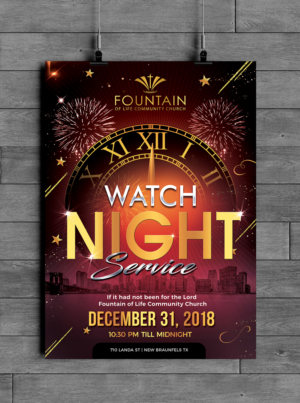 Exciting New Year's Eve Church Flyer for Watch Night Service | Stationery Design by SAI DESIGNS