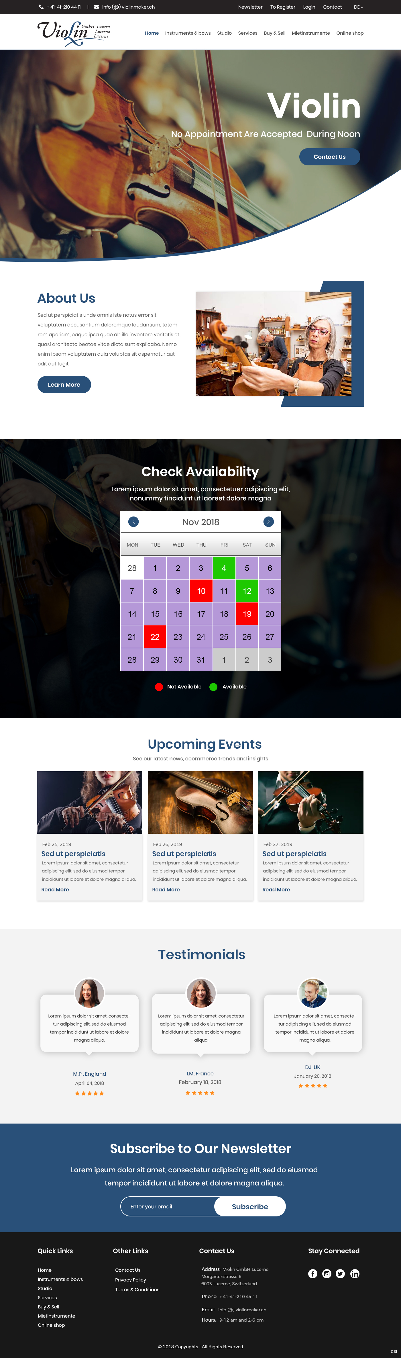 Wordpress Design by pb for Lucerne Violins GmbH | Design #20600078