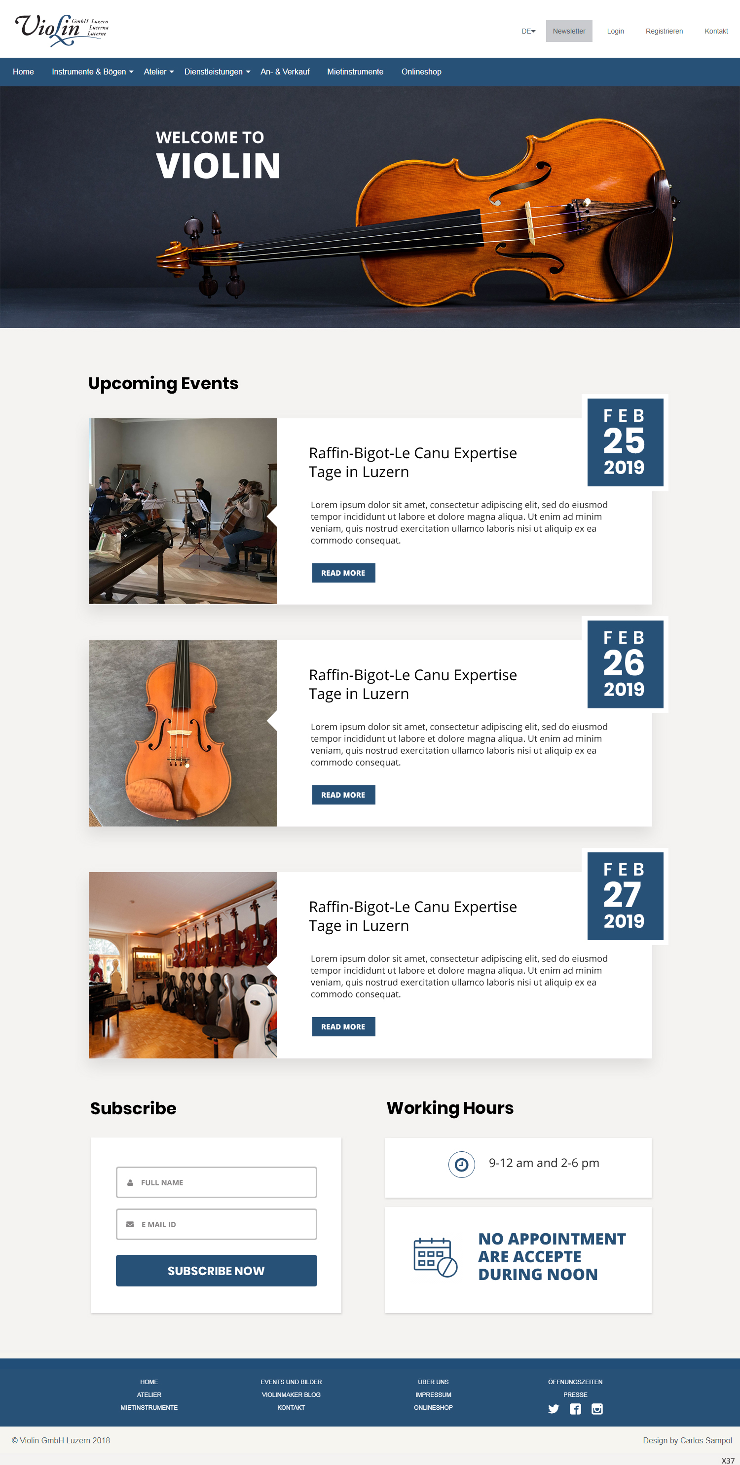 Wordpress Design by pb for Lucerne Violins GmbH | Design #20611384