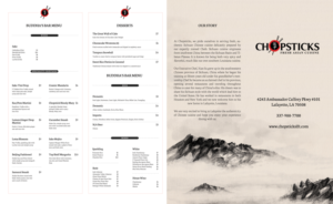 Chopsticks take out menu | Menu Design by aniep