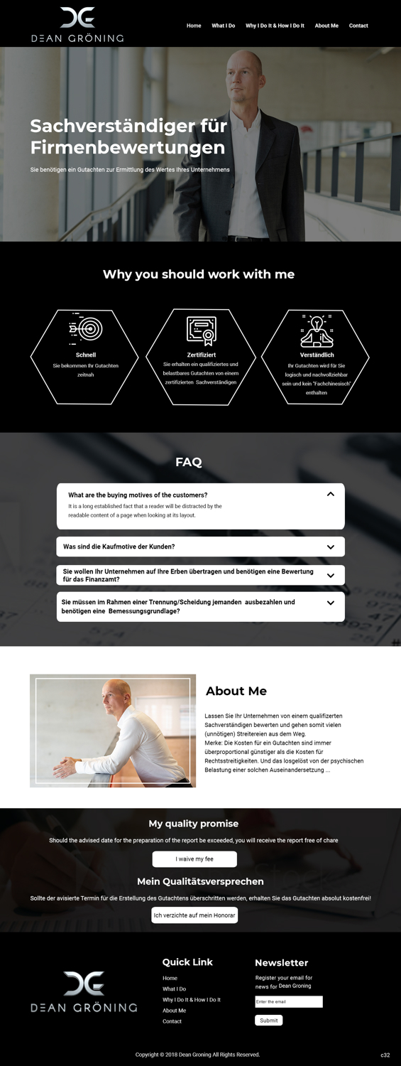 Wordpress Design by pb for Dean Gröning GmbH | Design #20634364