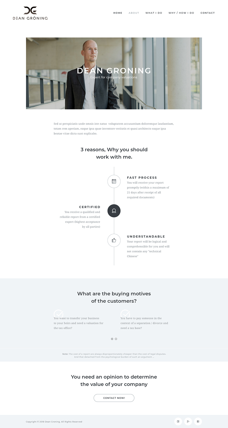 Wordpress Design by Ved Web Services for Dean Gröning GmbH | Design #20648278