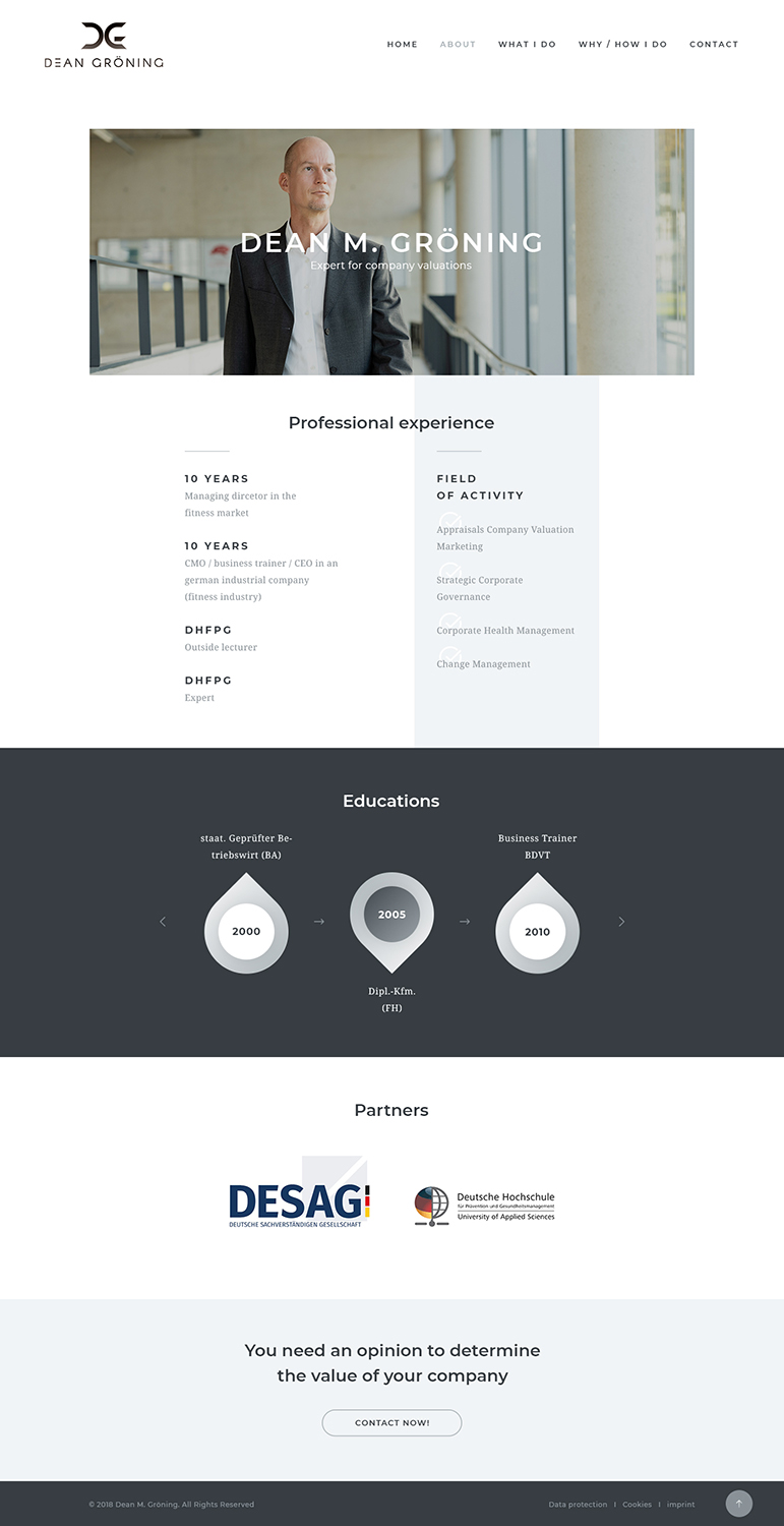 Diseño Wordpress por Ved Web Services para Dean Gröning GmbH | Diseño #20658756