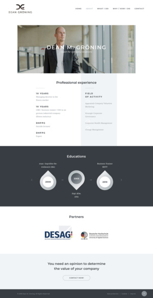 Diseño Wordpress por Ved Web Services para Dean Gröning GmbH | Diseño #20658756