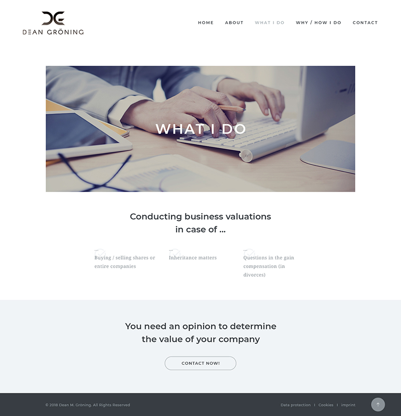 Wordpress Design by Ved Web Services for Dean Gröning GmbH | Design #20658760