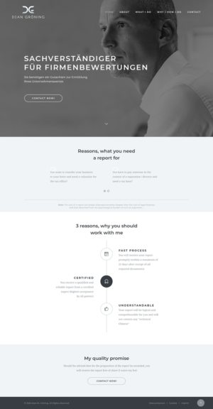 Diseño Wordpress por Ved Web Services para Dean Gröning GmbH | Diseño: #20664007