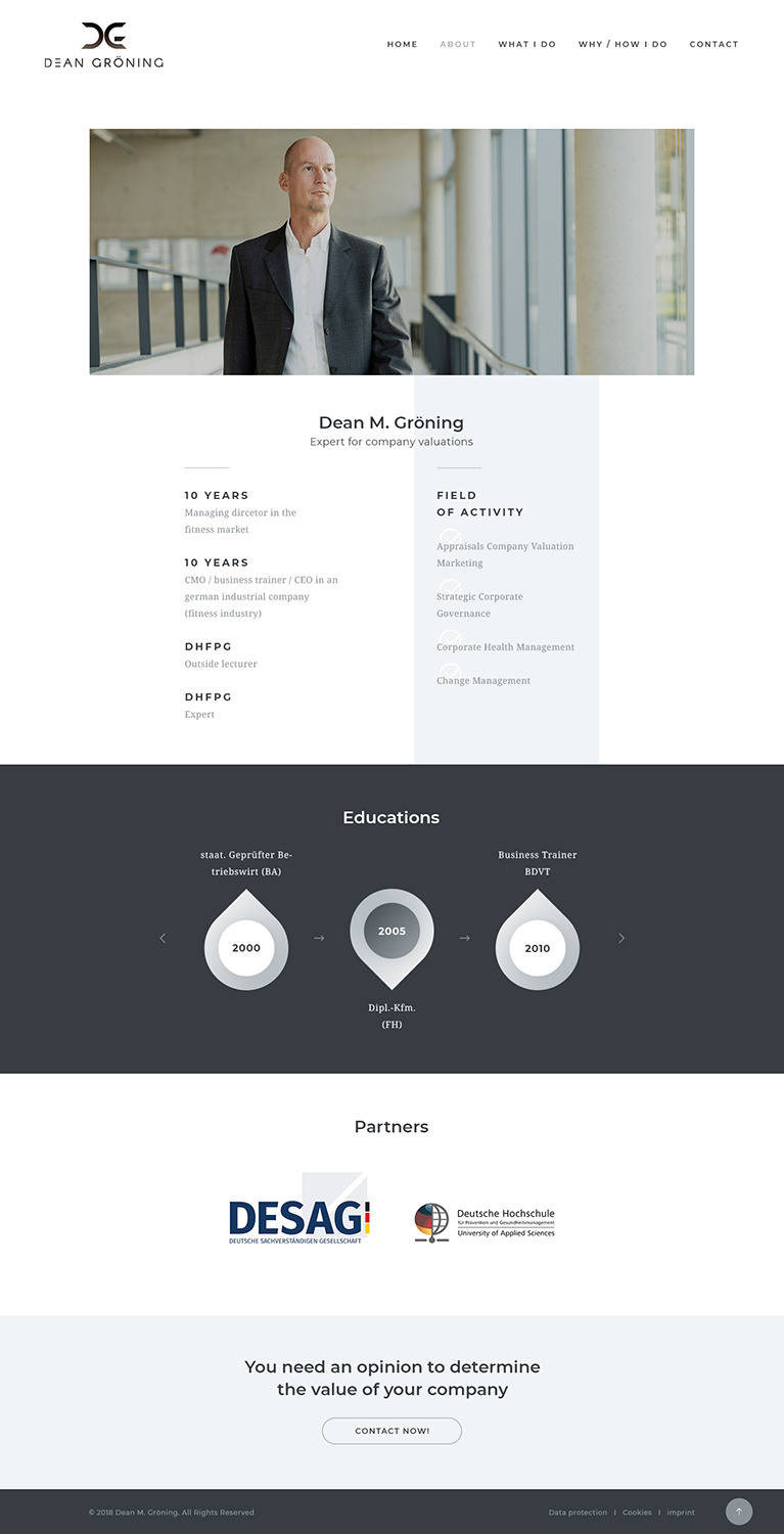Diseño Wordpress por Ved Web Services para Dean Gröning GmbH | Diseño #20664018