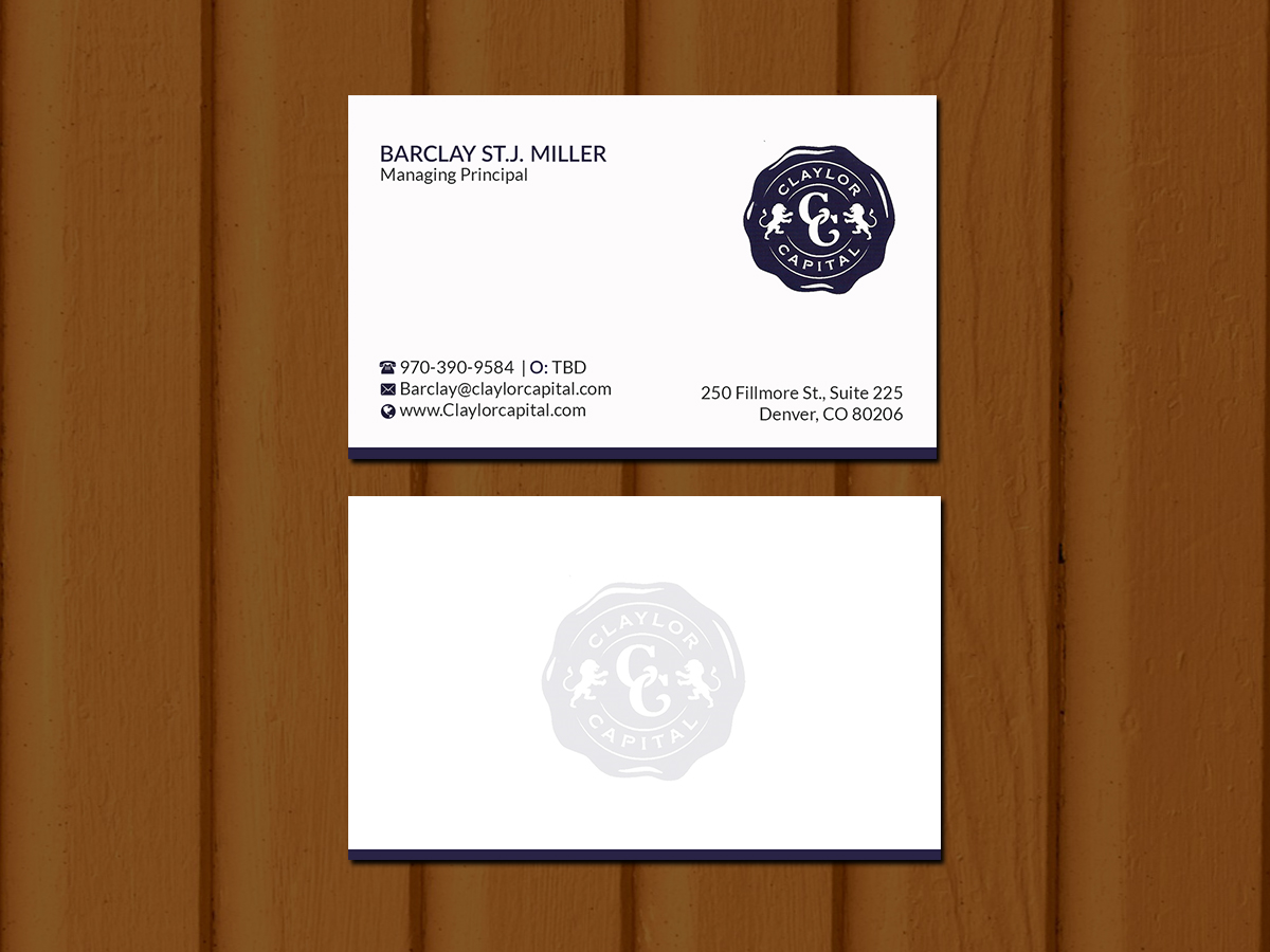 Visitenkarten-Design von Creations Box 2015 für Claylor Capital | Design #20633177