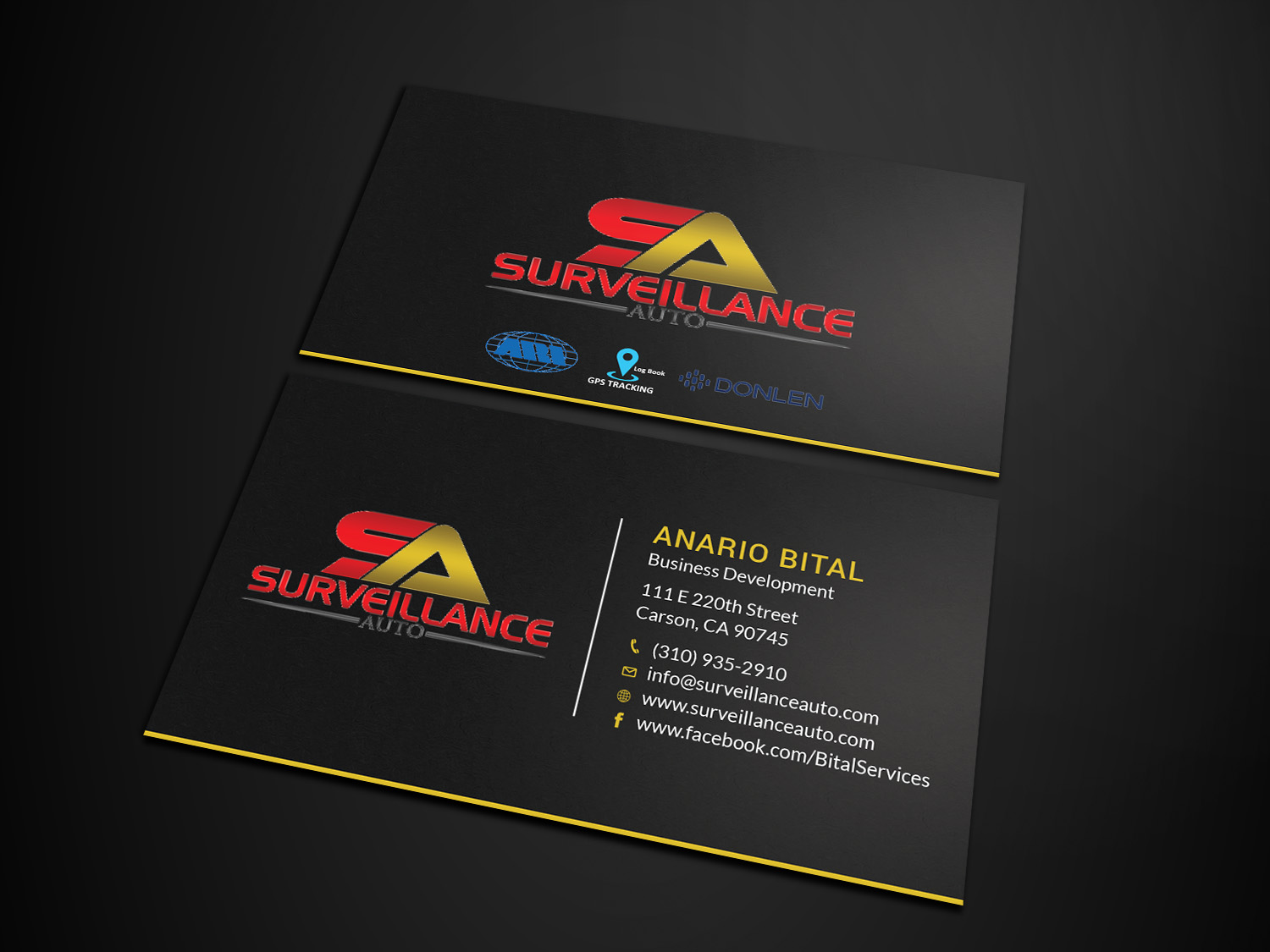 Diseño de Tarjeta de Presentación por Tripti Ranjan Gain para Surveillance Auto Installation | Diseño #20631991