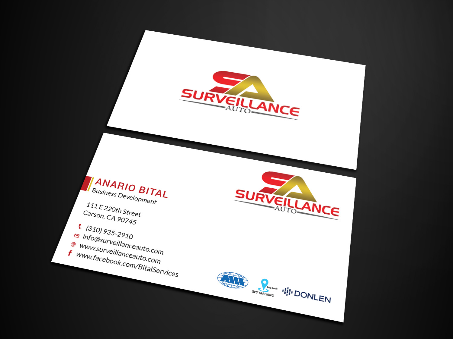 Diseño de Tarjeta de Presentación por Tripti Ranjan Gain para Surveillance Auto Installation | Diseño #20632000