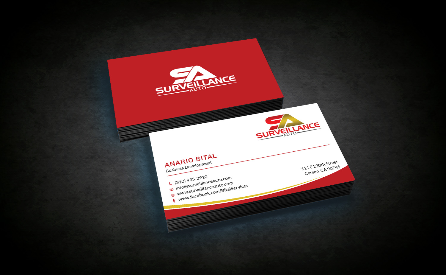 Diseño de Tarjeta de Presentación por Tripti Ranjan Gain para Surveillance Auto Installation | Diseño #20632003