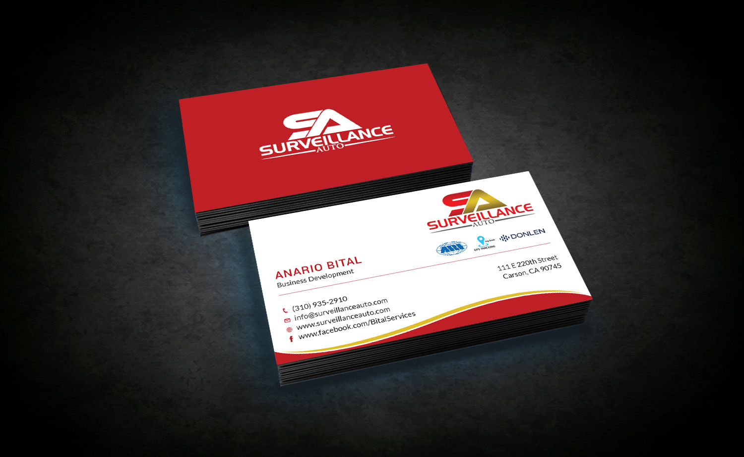 Diseño de Tarjeta de Presentación por Tripti Ranjan Gain para Surveillance Auto Installation | Diseño #20632004