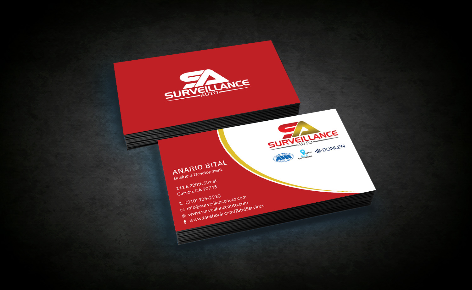 Diseño de Tarjeta de Presentación por Tripti Ranjan Gain para Surveillance Auto Installation | Diseño #20632006