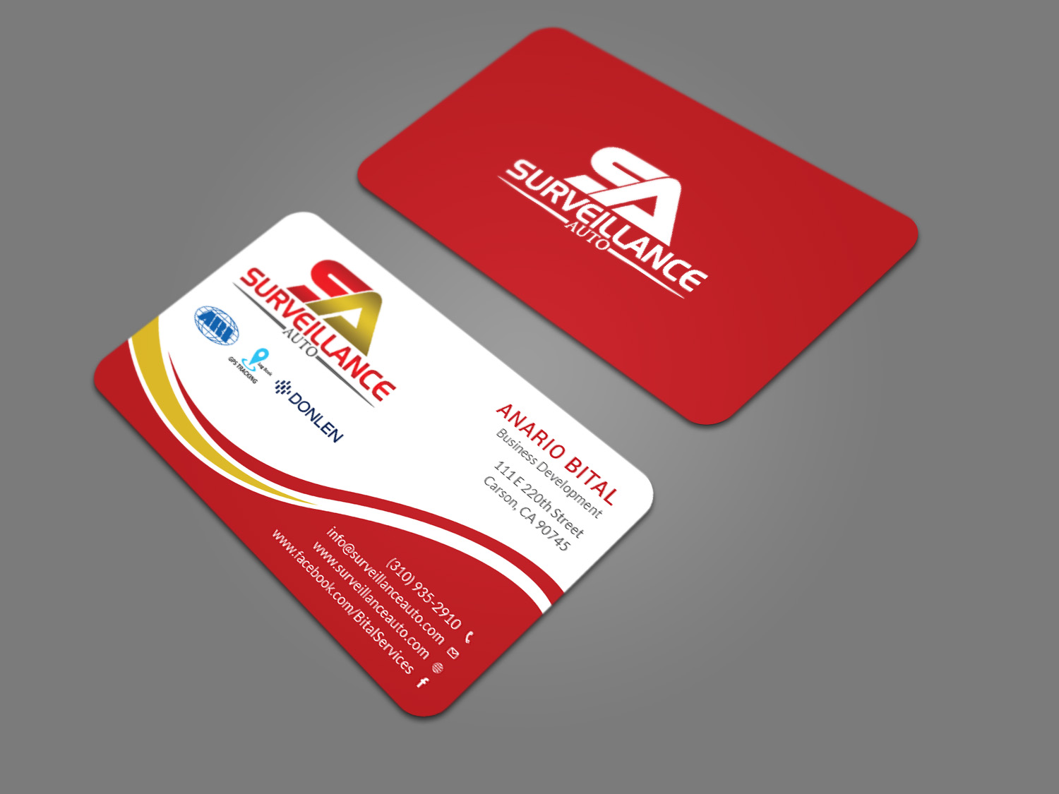 Diseño de Tarjeta de Presentación por Tripti Ranjan Gain para Surveillance Auto Installation | Diseño #20632008