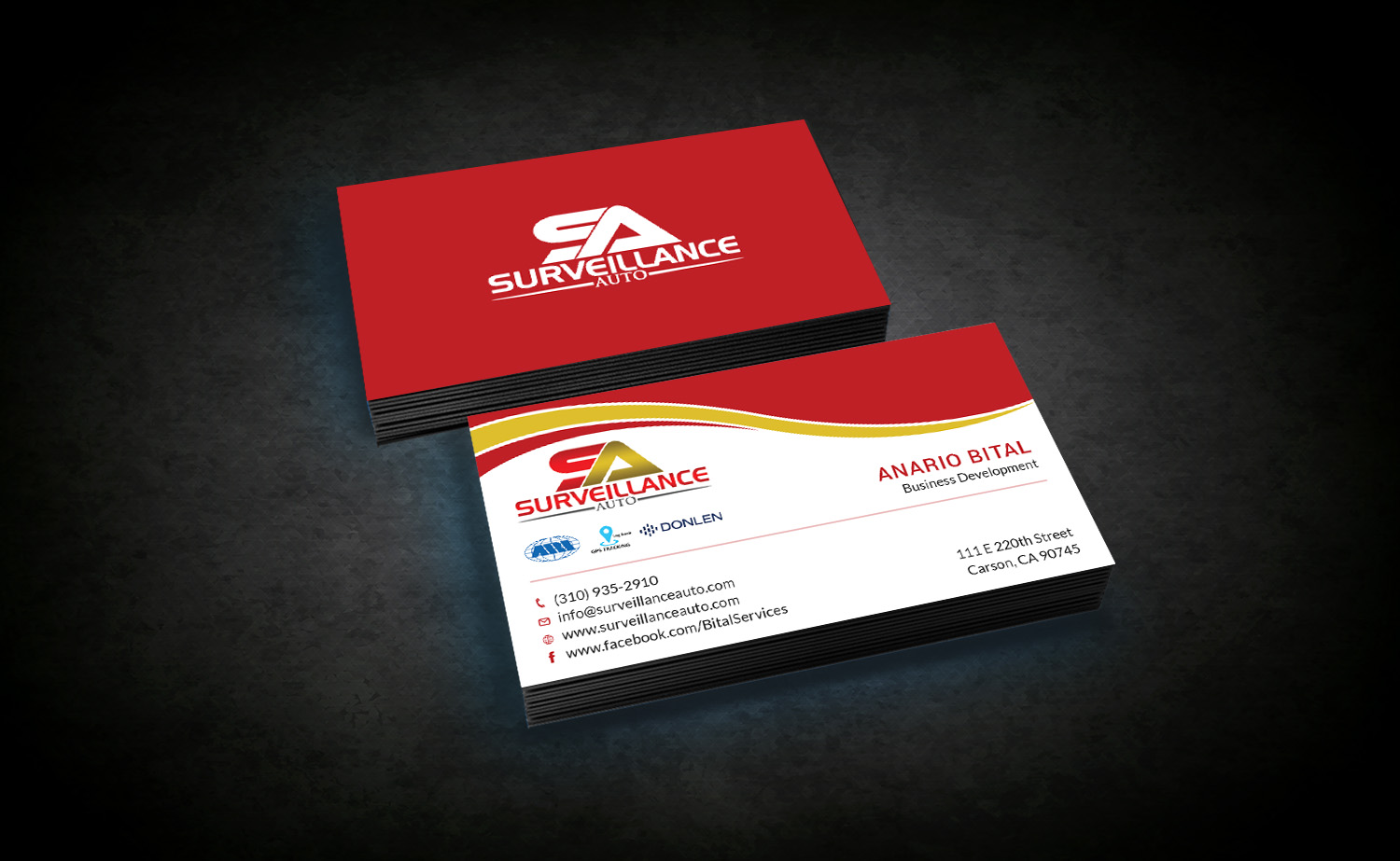 Diseño de Tarjeta de Presentación por Tripti Ranjan Gain para Surveillance Auto Installation | Diseño #20632009