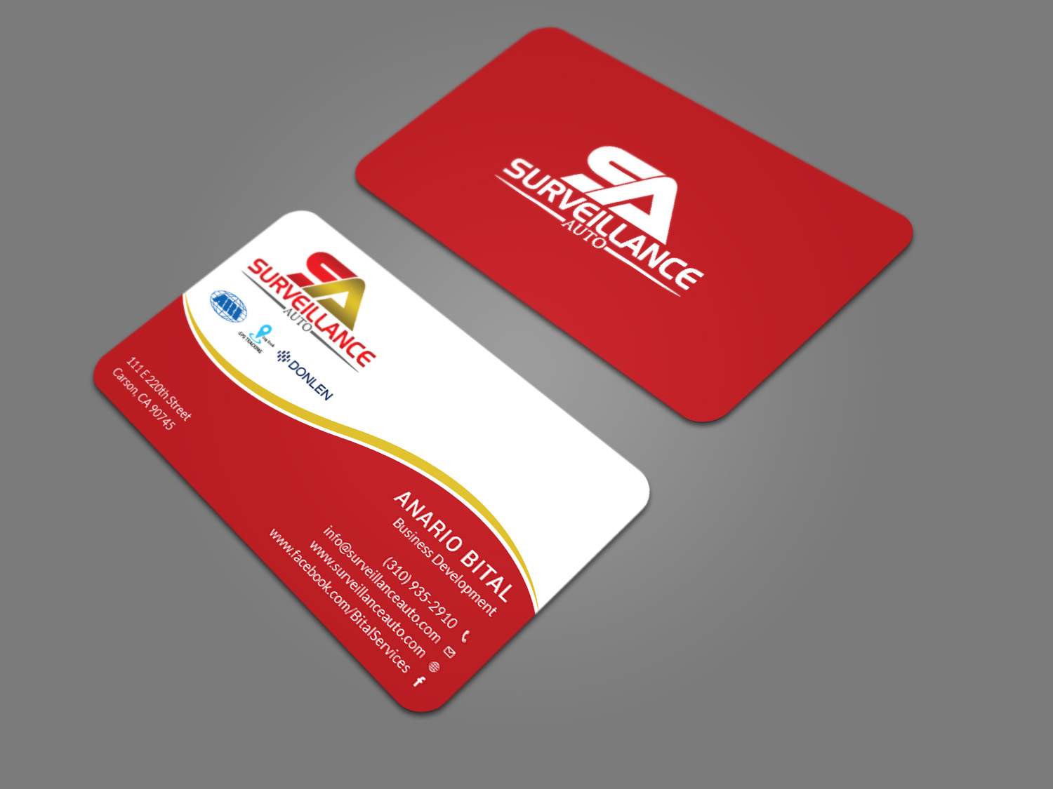 Diseño de Tarjeta de Presentación por Tripti Ranjan Gain para Surveillance Auto Installation | Diseño #20632010