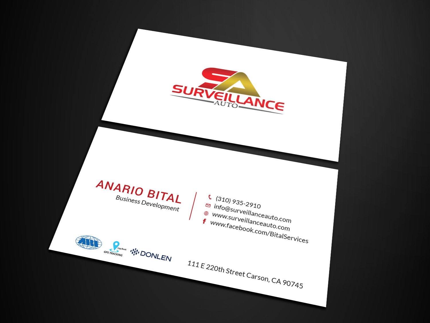 Diseño de Tarjeta de Presentación por Tripti Ranjan Gain para Surveillance Auto Installation | Diseño #20632012