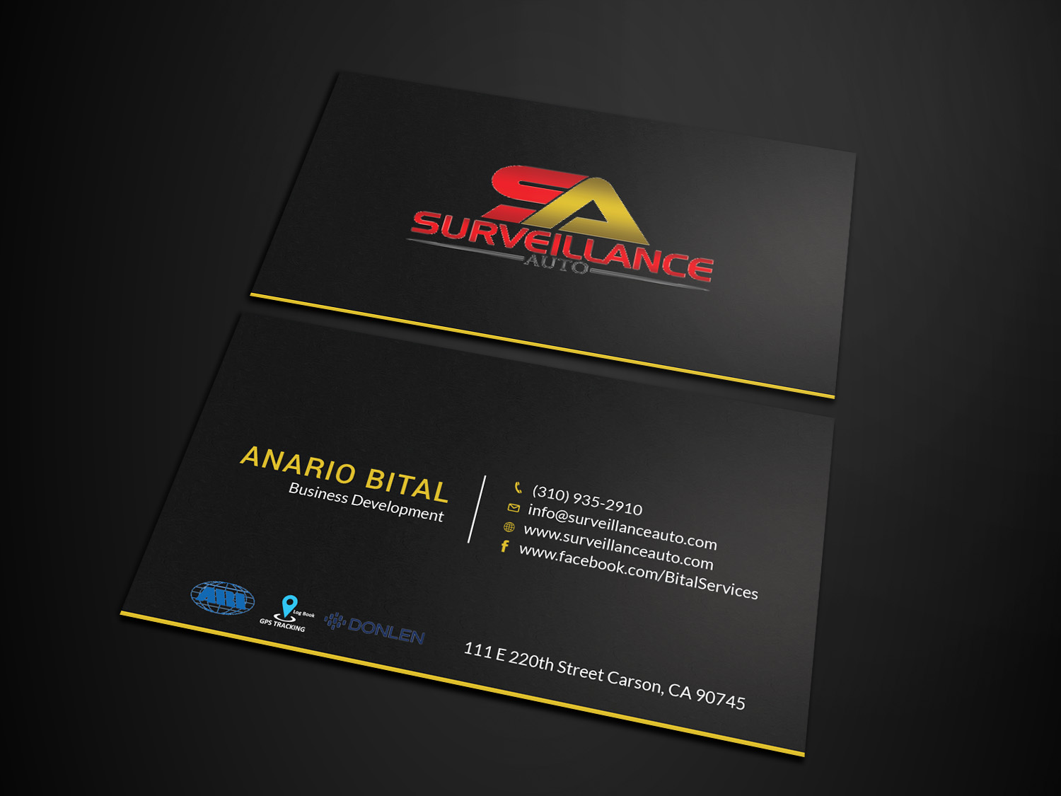 Diseño de Tarjeta de Presentación por Tripti Ranjan Gain para Surveillance Auto Installation | Diseño #20632013