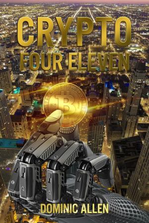 Design the cover for a new all inclusive e-book about crypto currency "Crypto Four Eleven"