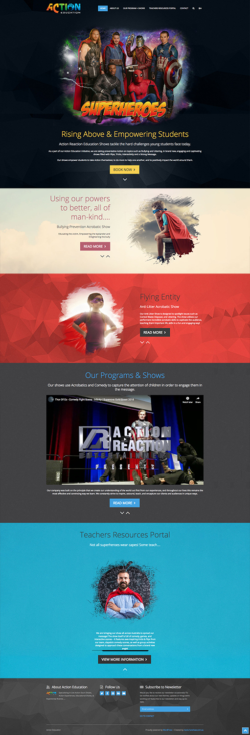 Web Design by maria.hanshaw.designer for Action Reaction Entertainment | Design #20663451
