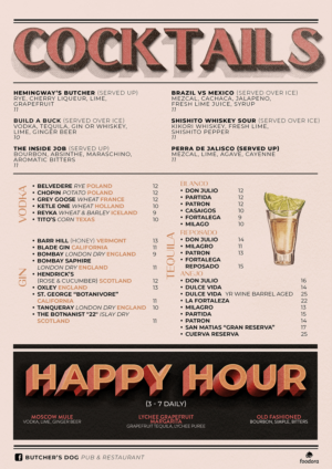 Butcher's Dog sports bar beer & food menu  | Menu Design by mrmrnjr