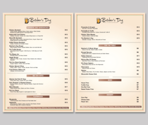 Butcher's Dog sports bar beer & food menu  | Menu Design by Ngoeg