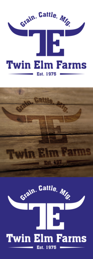 Twin Elm Farms / Est. 1975/ Grain. Cattle. Mfg./ | Logo Design by Al Pech