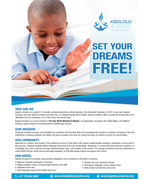 Kgololo Academy one-page profile  | Flyer Design by jeffdefy