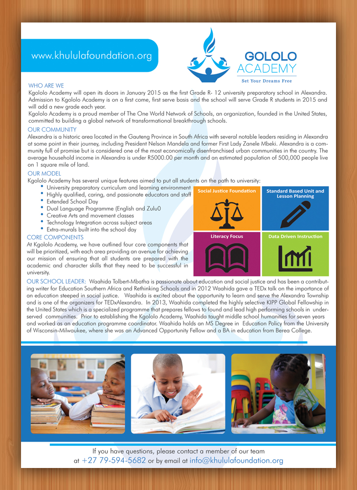 Flyer Design by Sbss for The Khulula Foundation | Design #2936625