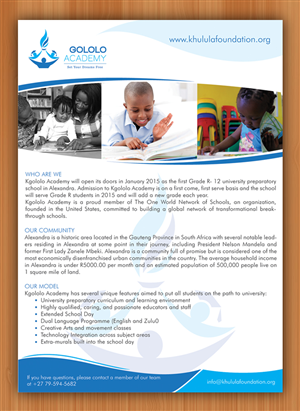 Flyer Design by Sbss for The Khulula Foundation | Design: #2936643