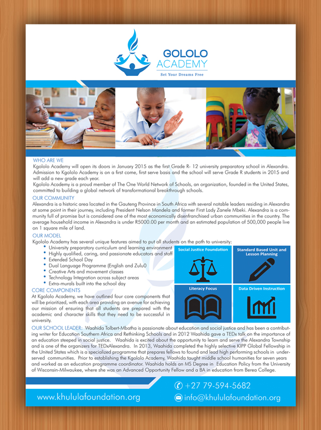 Flyer Design by Sbss for The Khulula Foundation | Design #2937610