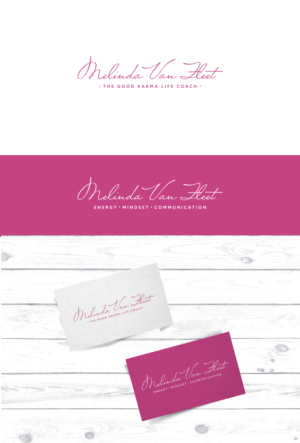 2 Versions- see attachment.  Both with my signature on the top (or close to it). One version says the good karma life coach; the other says energy mindset communication with a dot or something between the words. | Logo Design by ultramarin