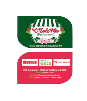 Diseño de Tarjeta de Presentación por Kelalo para O'Sole Mio Restaurant | Diseño #20675665