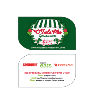 Visitenkarten-Design von Kelalo für O'Sole Mio Restaurant | Design: #20675668