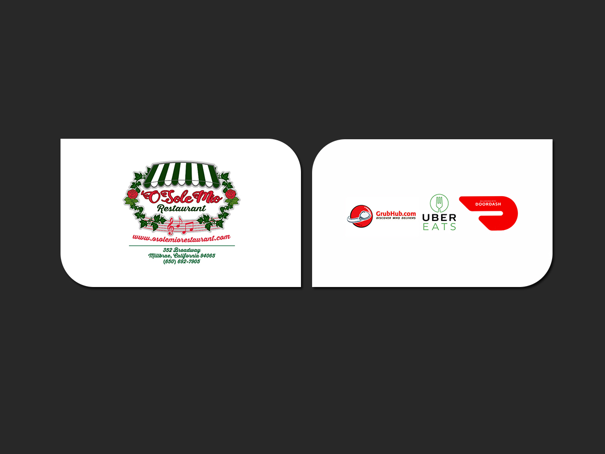 Diseño de Tarjeta de Presentación por Creations Box 2015 para O'Sole Mio Restaurant | Diseño #20680748