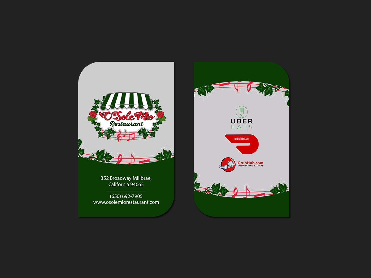 Visitenkarten-Design von Creations Box 2015 für O'Sole Mio Restaurant | Design #20680821