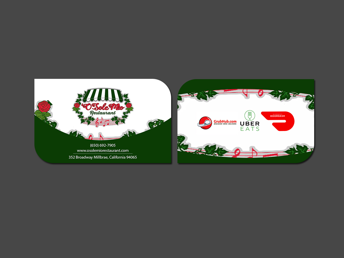 Business Card Design by Creations Box 2015 for O'Sole Mio Restaurant | Design #20680966