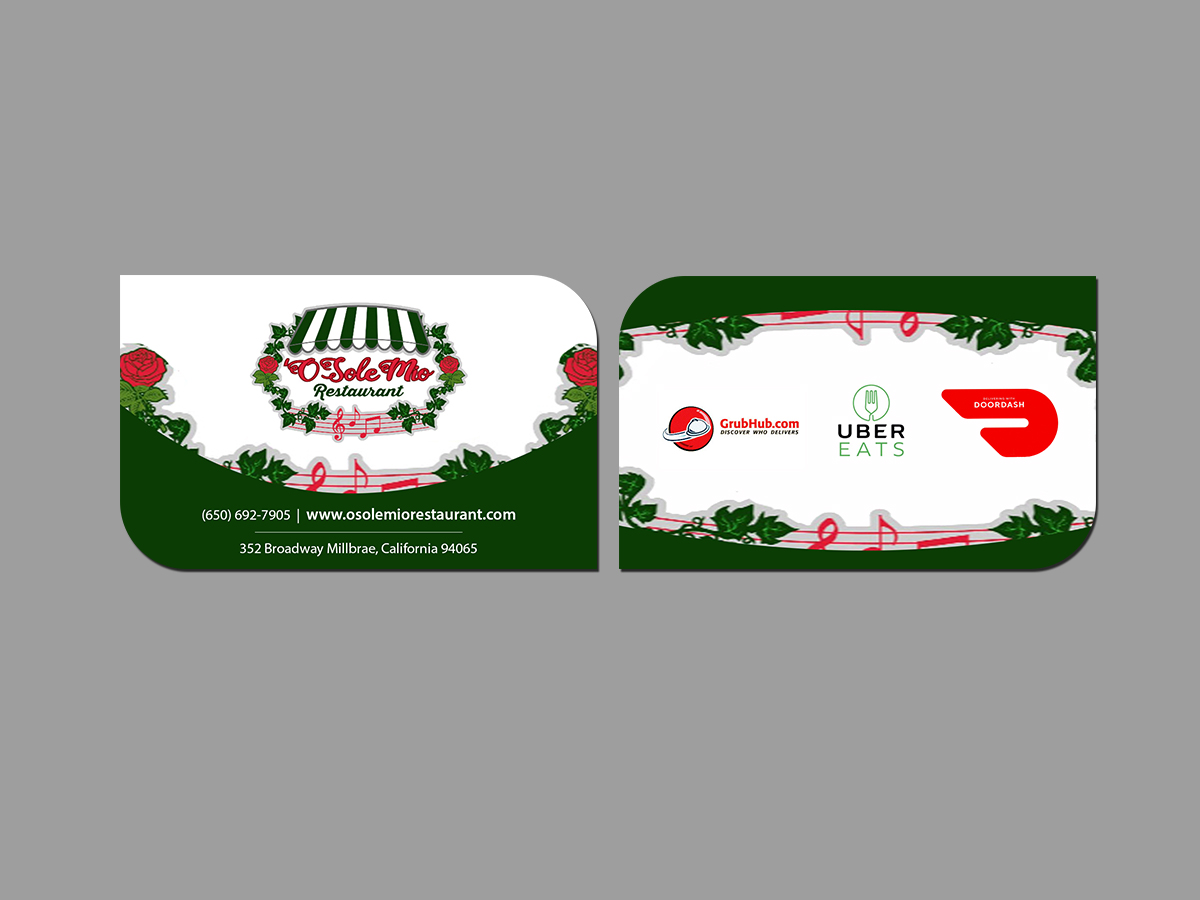 Business Card Design by Creations Box 2015 for O'Sole Mio Restaurant | Design #20681150