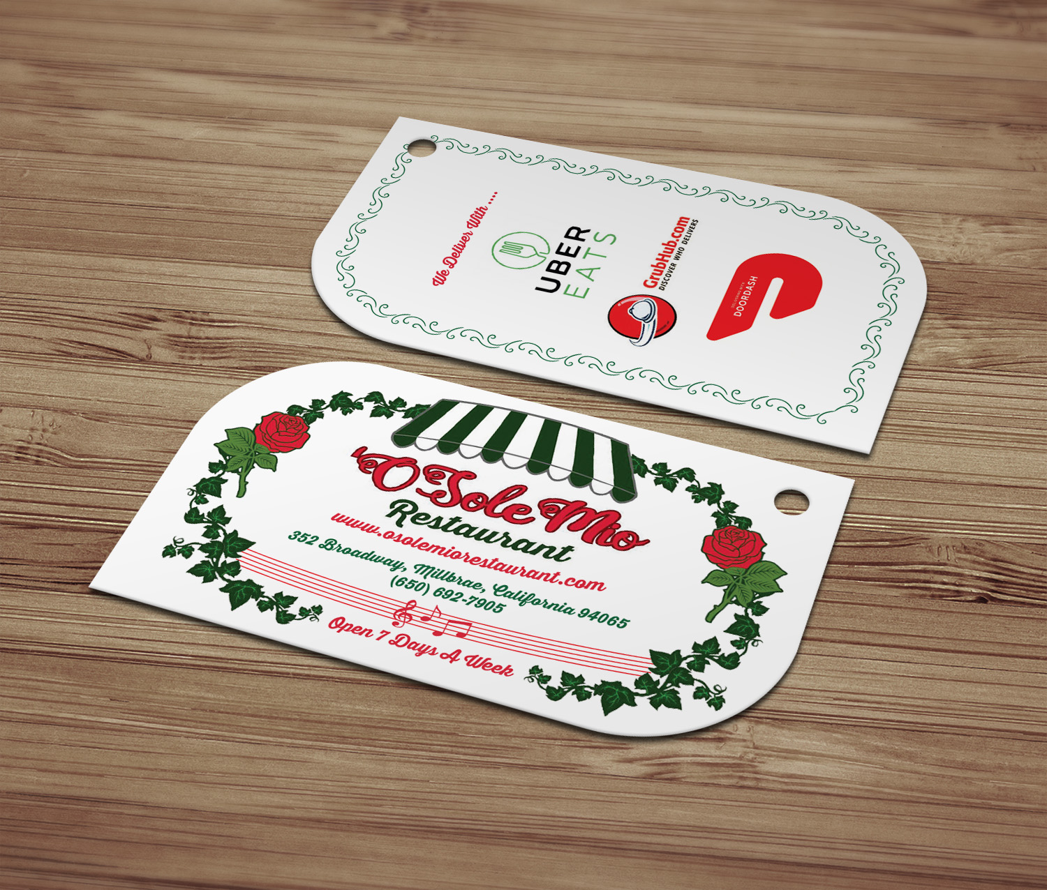 Business Card Design by MDesign for O'Sole Mio Restaurant | Design #20679007