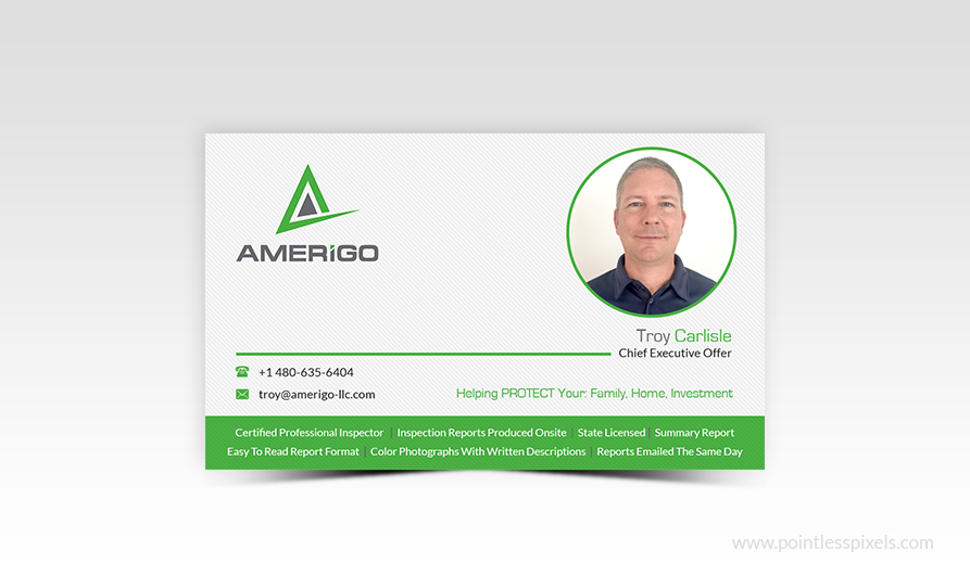 Business Card Design by Pointless Pixels India for Amerigo Property Inspections, LLC | Design #20684355