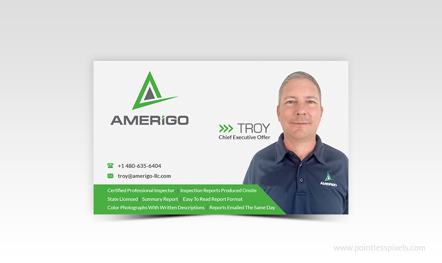 Business Card Design by Pointless Pixels India for Amerigo Property Inspections, LLC | Design #20684514