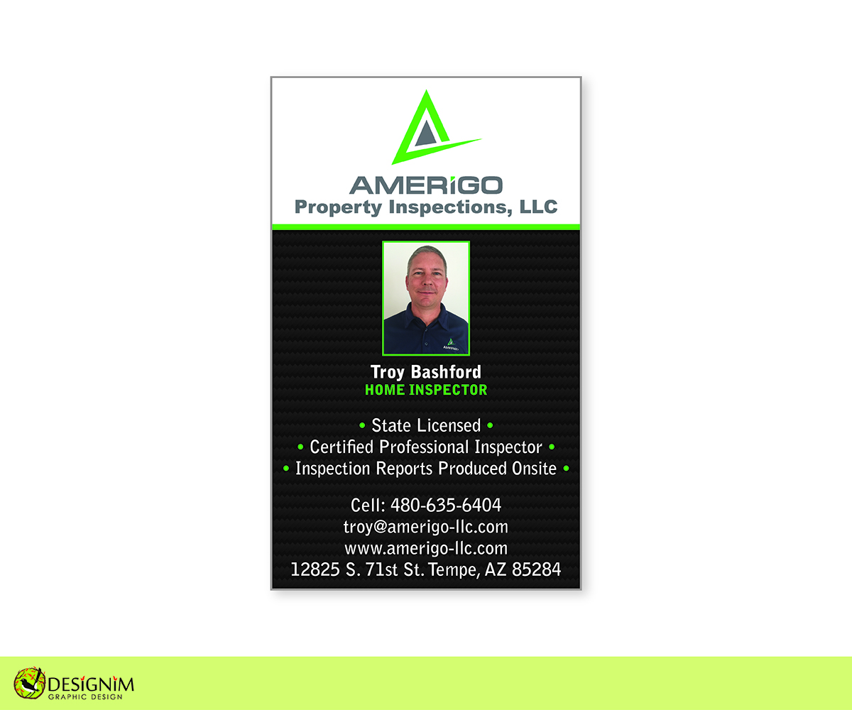Visitenkarten-Design von DesignimGD für Amerigo Property Inspections, LLC | Design #20698166