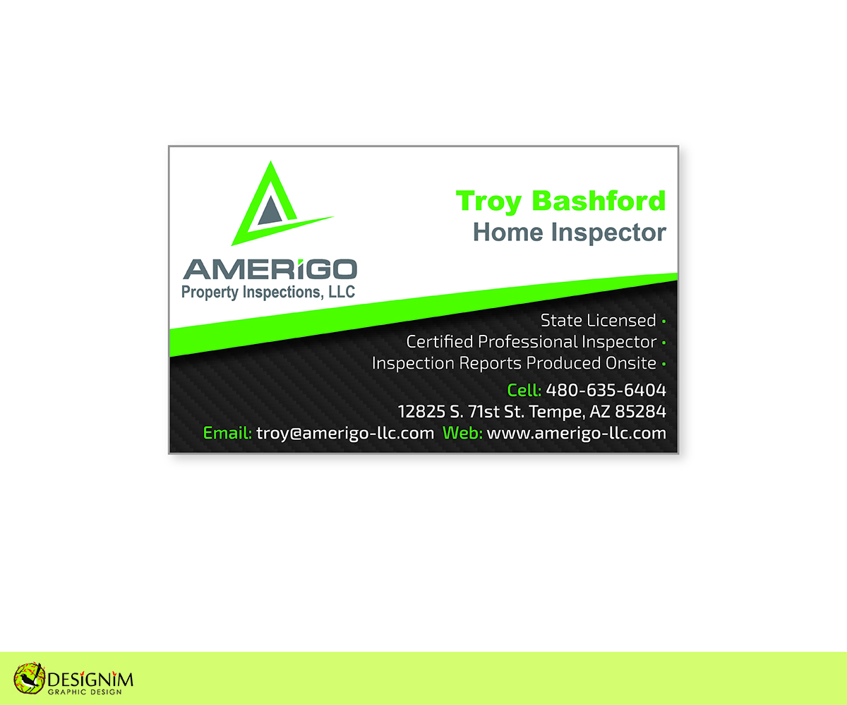Business Card Design by DesignimGD for Amerigo Property Inspections, LLC | Design #20698167