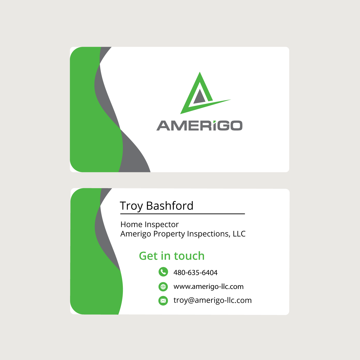 Visitenkarten-Design von Haris Awan für Amerigo Property Inspections, LLC | Design #20743897