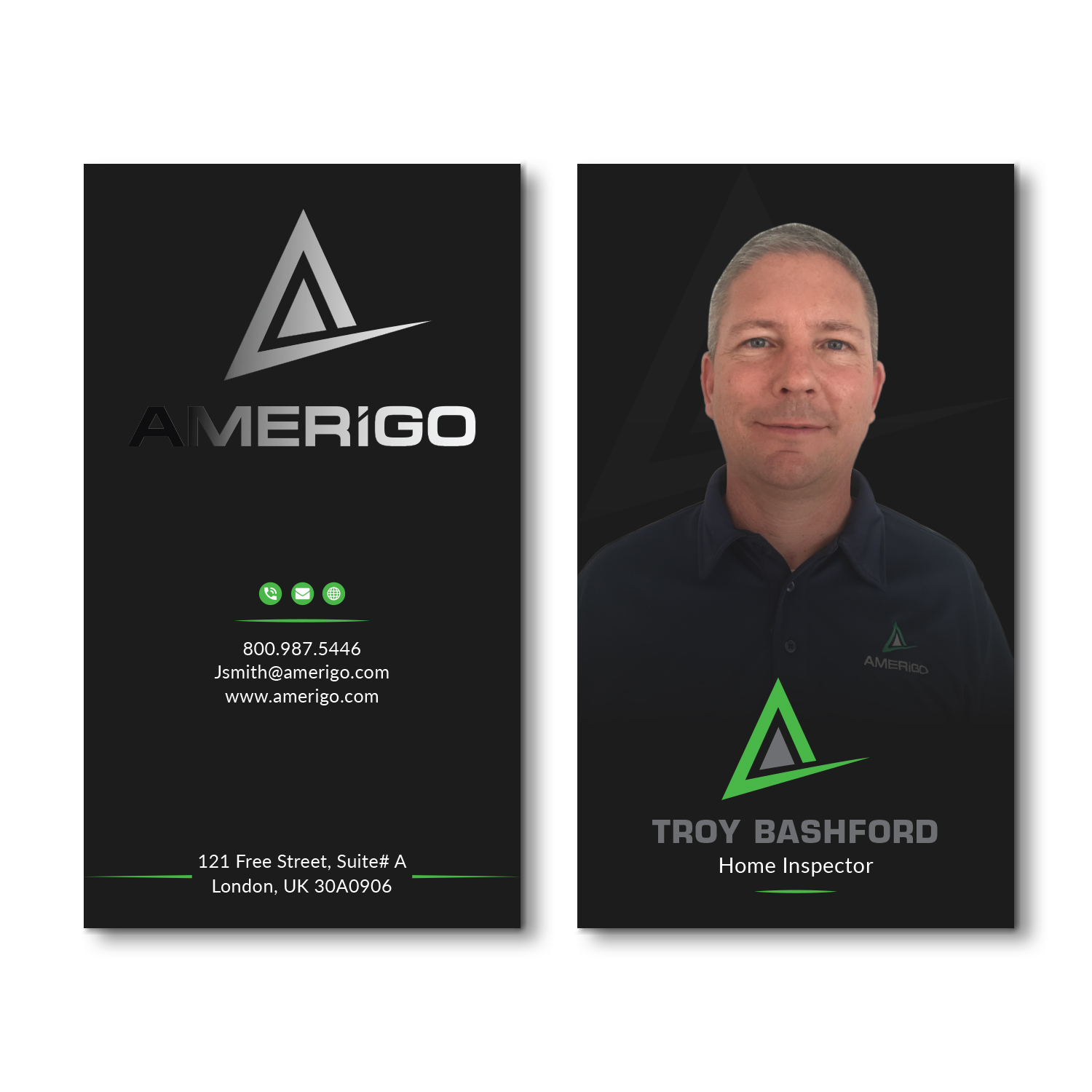 Business Card Design by Bold Pixels for Amerigo Property Inspections, LLC | Design #20786298