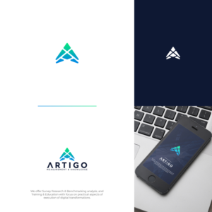Elaborate on including text: ARTIGO and Measurement & Knowledge on the logo | Logo Design by JohnM.