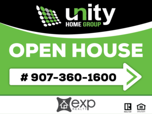 18”(height) x 24”(width) Open House Sign Needed - front/back | Graphic Design by Akshar Shailesh